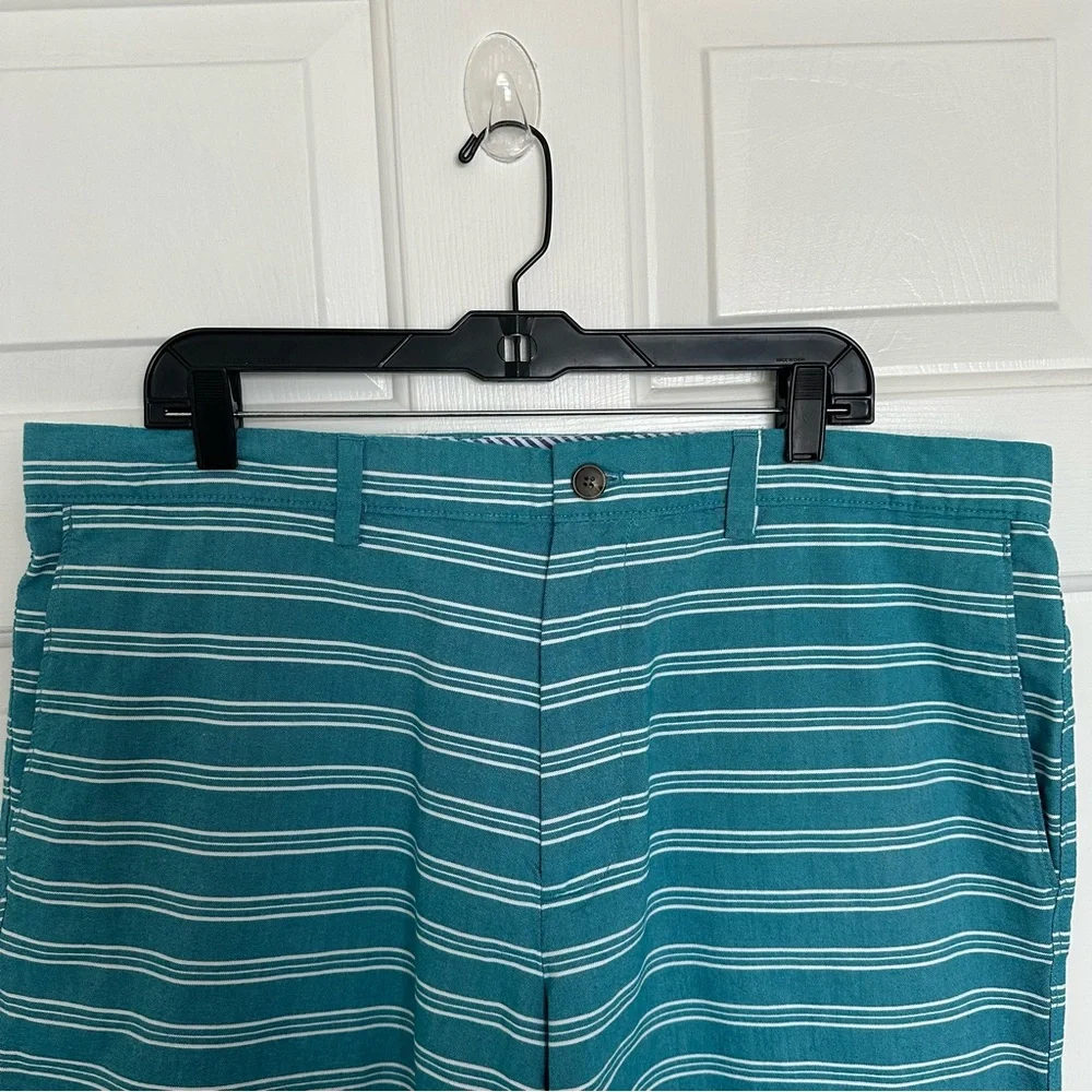 Banana Republic Teal‎ White Stripe Deck Shorts Size 38 Preppy Shorts Vacation